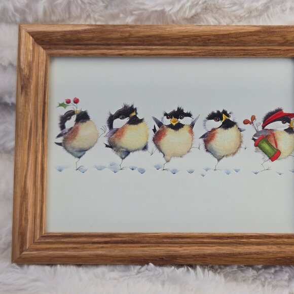 V. Pfeiffer “Festive Flock" – Whimsical Holiday Chickadee Framed Art Print - Picture 2 of 5